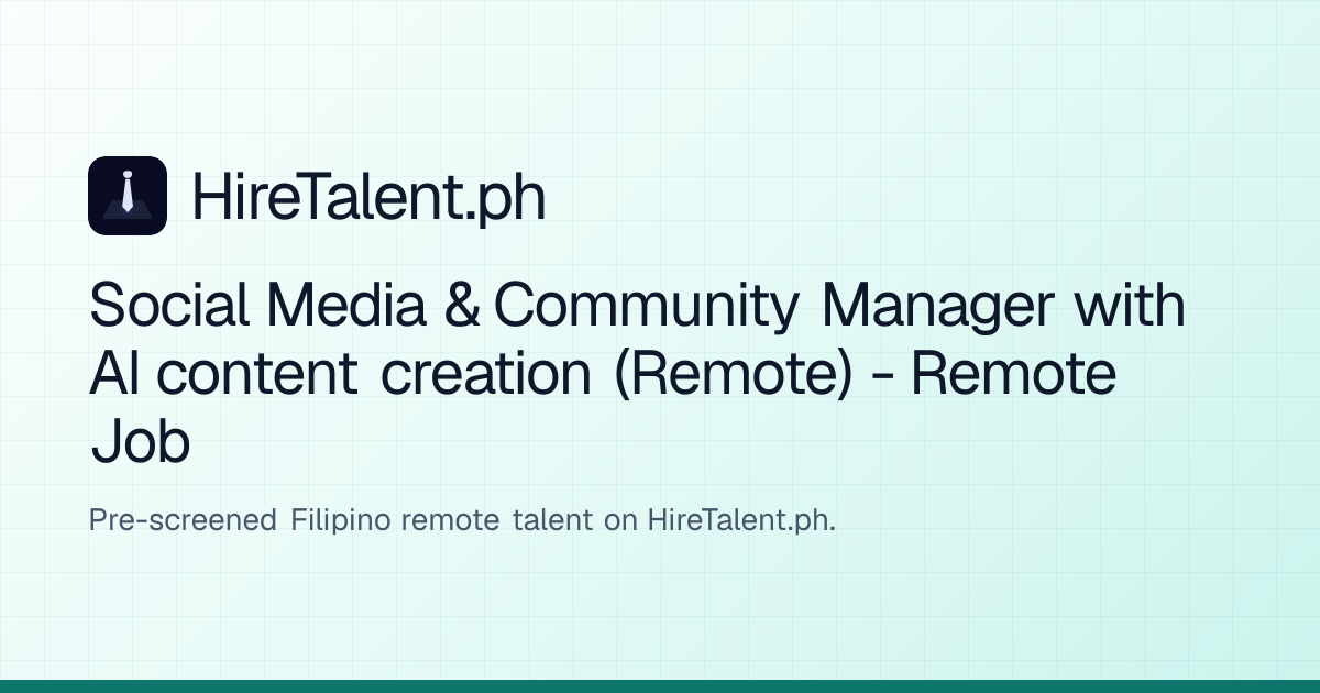 Social Media & Community Manager with AI content creation (Remote ...
