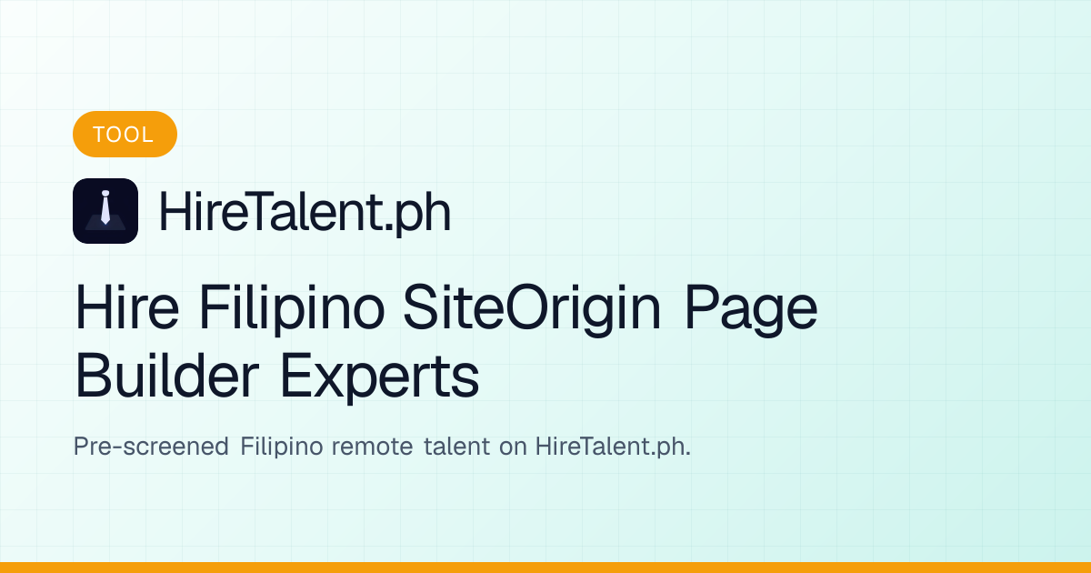 Hire Filipino SiteOrigin Page Builder Experts | HireTalent.ph